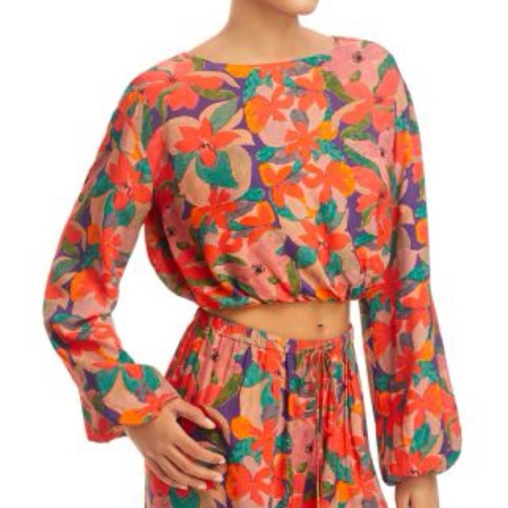 Solid & Striped Ashling Floral Long-sleeve Cropped Top